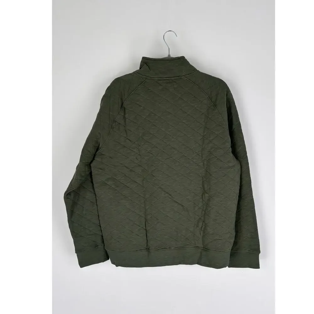 Frank & Oak Quilted Pop Over in Olive Green Mens Size XL New Sweater Pullover
